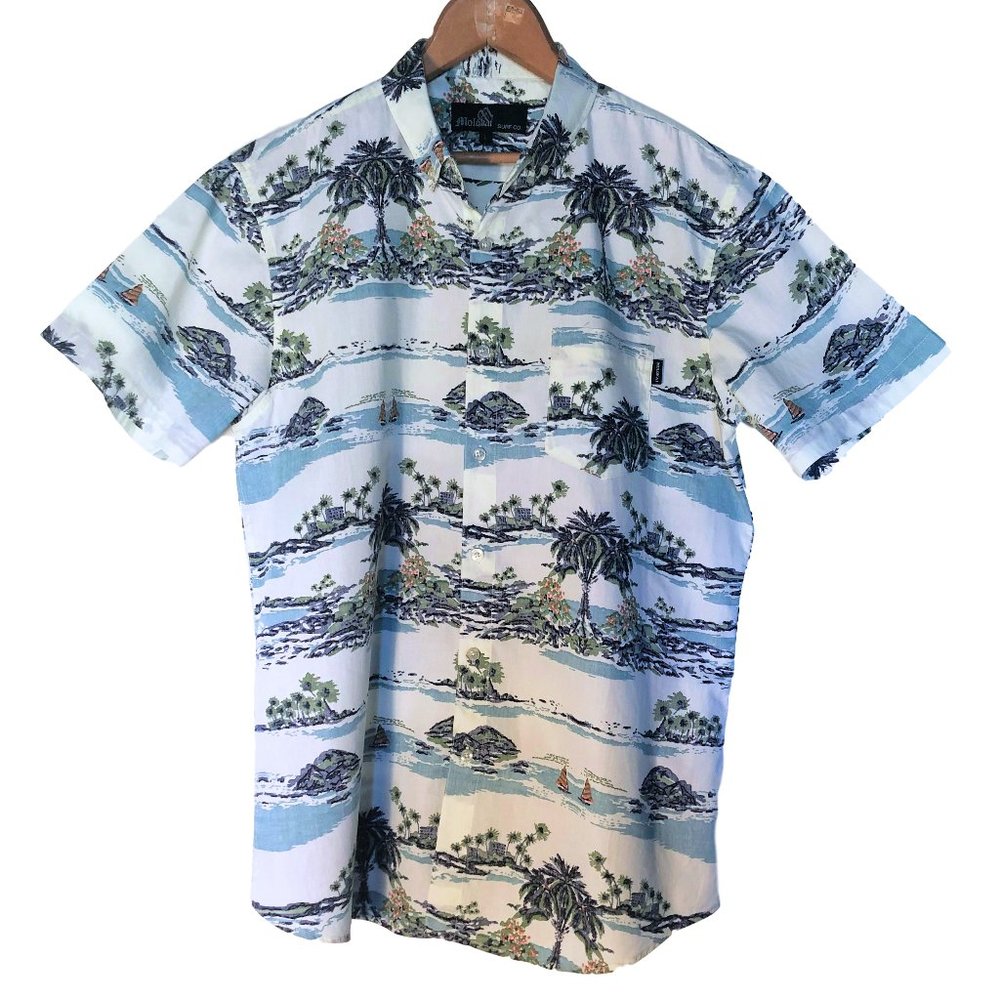 Molokai Surf Co. Shirt L Palm Trees Sail Boats